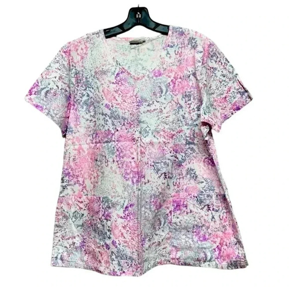 Scrubstar Women's V-Neck Scrub Top XL Pink Snake Print Short Sleeve - Picture 1 of 3